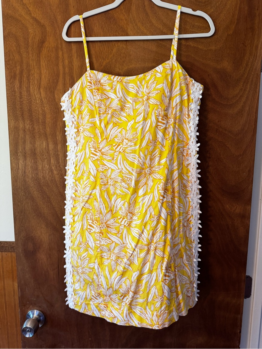 Lilly Pulitzer Shelli Stretch Honeycomb Hideaway Yellow & White Mini Dress